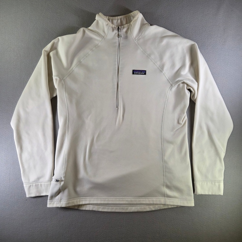 Patagonia Polartec Power Stretch 1/4 Zip Fleece Pullover White Womens L Gorpcore